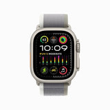 Apple Watch Ultra 2 Titanium Case Size with Green/Gray Loop Band - GulfStore.com