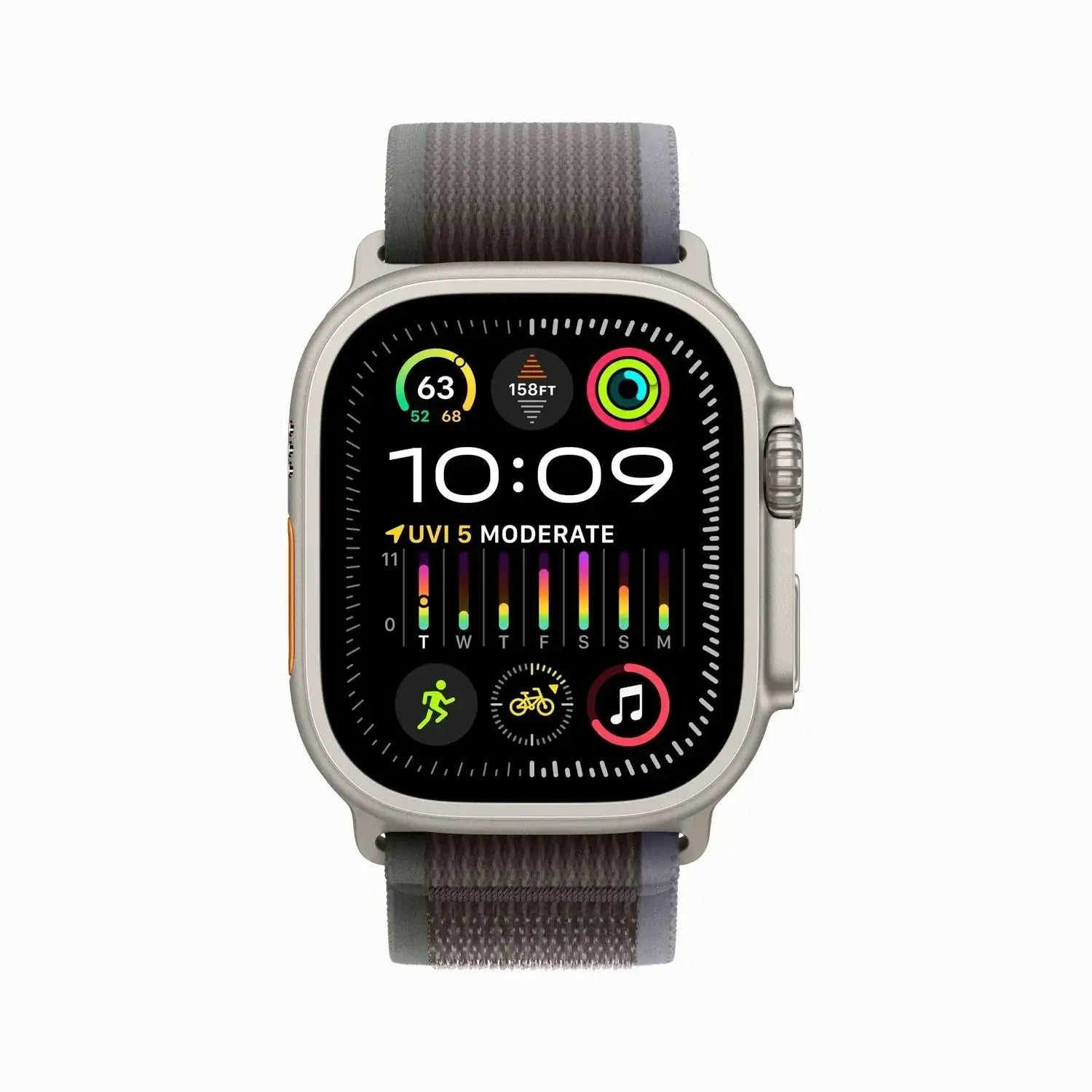 Apple Watch Ultra 2 Titanium Case Size with Blue/Black Loop Band - GulfStore.com