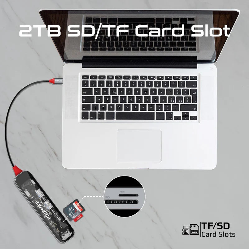 PROMATE 7-in 1 Transparent Multiport Slim USB-C Hub with 100W Power Delivery