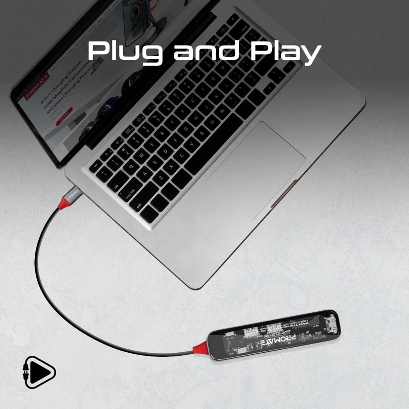 PROMATE 7-in 1 Transparent Multiport Slim USB-C Hub with 100W Power Delivery