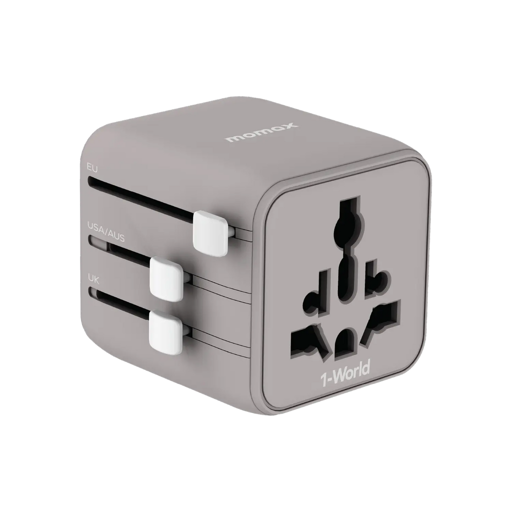 UA19E| Momax 1-World Travel Adaptor | Gray - GulfStore.com