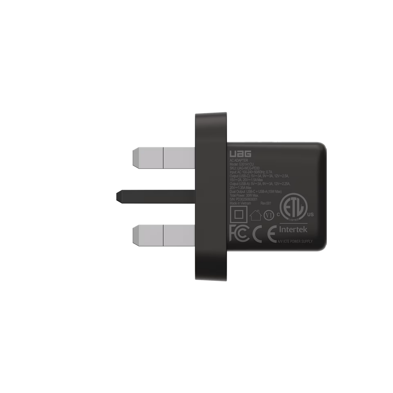 UAG | 9B443411V4040 | UAG Wall Charger SRGE 30W 2Port UK Black