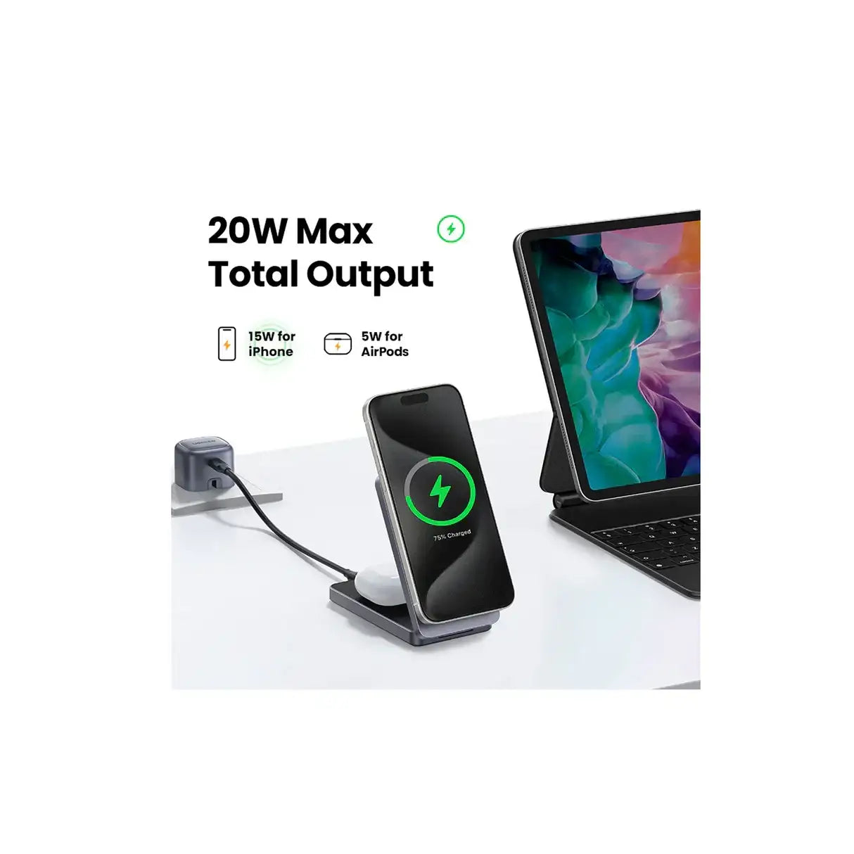 W706 | UGREEN | 2-in-1 Magnetic Wireless Charger 20w | 45057 - GulfStore.com
