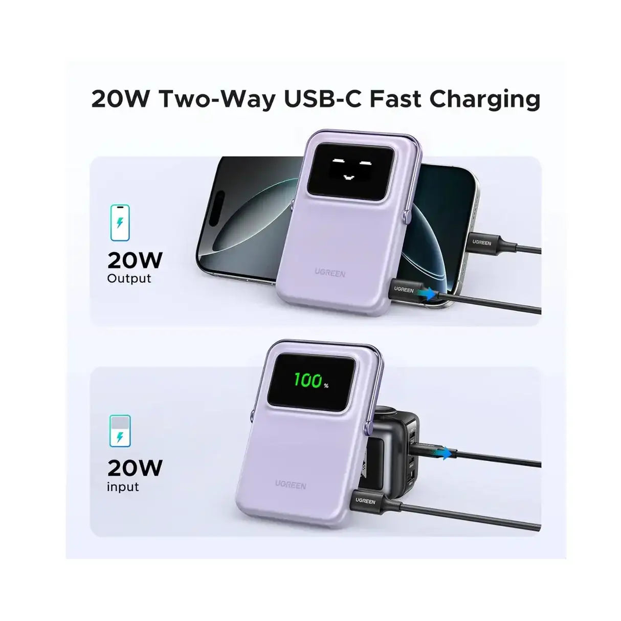 UGREEN Uno Magnetic Wireless Power Bank 10000mAh 20W - Purple