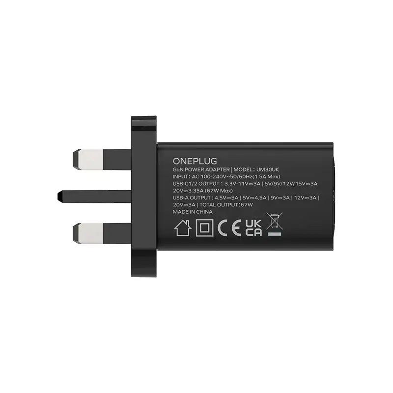 Momax ONEPLUG 67W 3-Port GaN Charger (Black) - UM30UKD - GulfStore.com