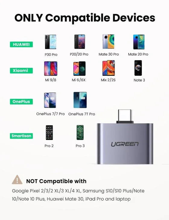 محول UGREEN USB C إلى 3.5 مم لسماعات الرأس والشاحن من النوع C