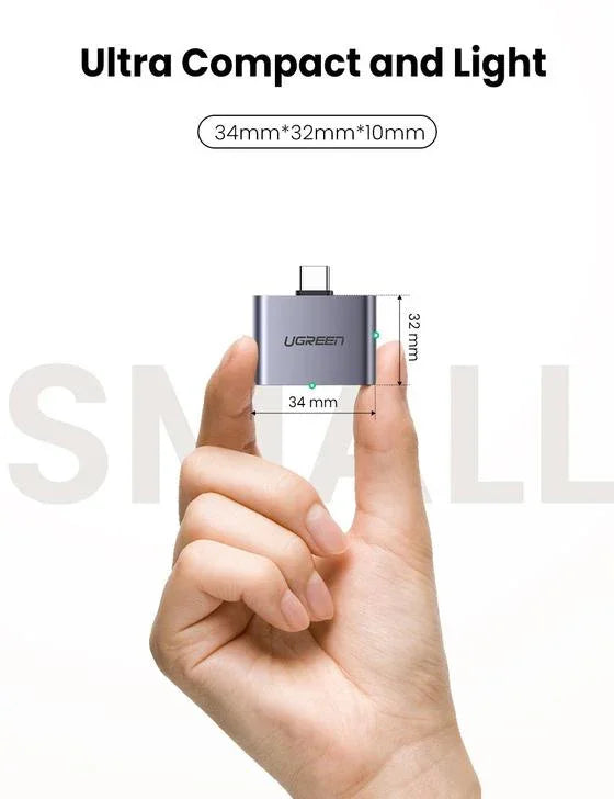 محول UGREEN USB C إلى 3.5 مم لسماعات الرأس والشاحن من النوع C