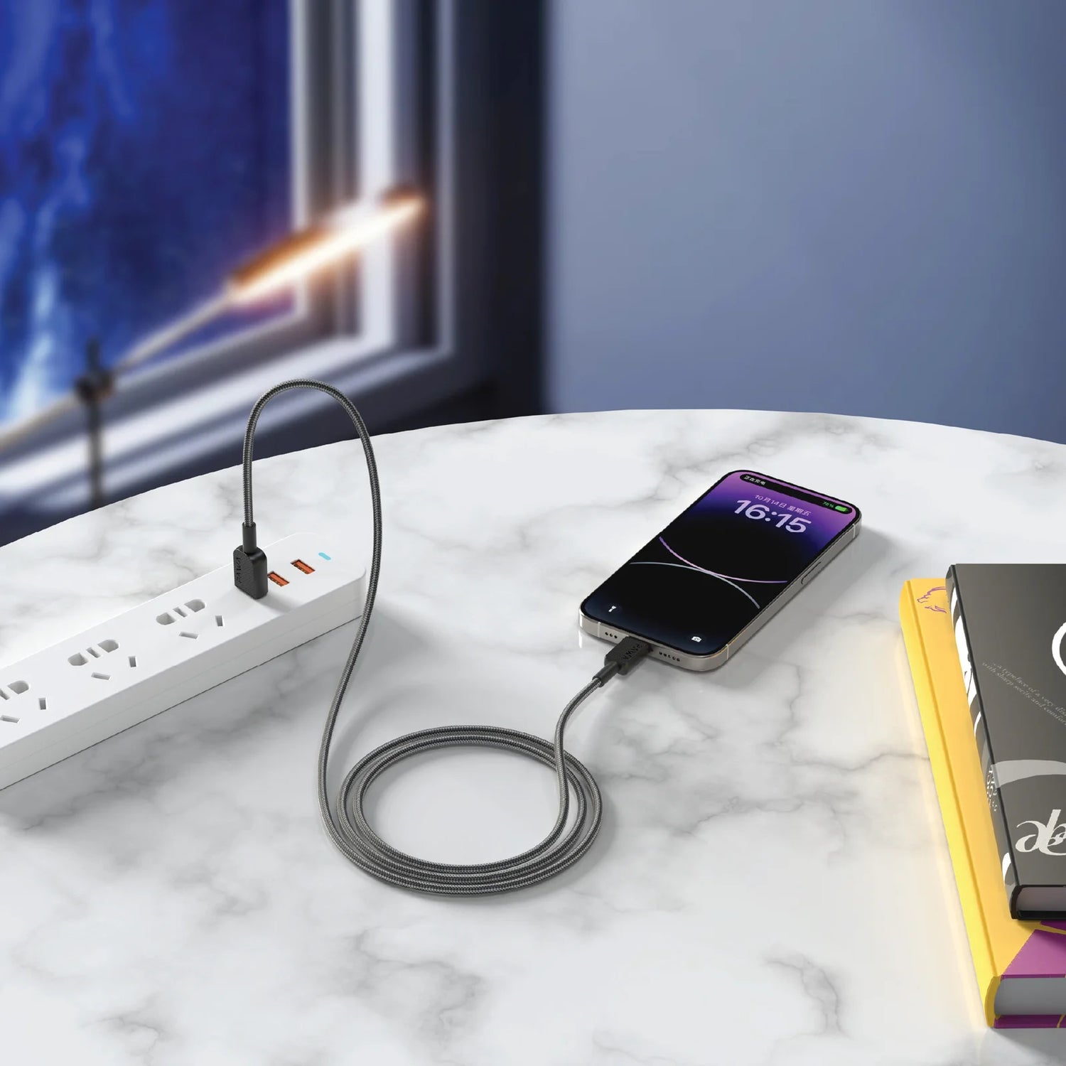 كابل باوا إل كارو من نوع USB-A إلى Lightning مضفر فاخر - أسود (PW-120BD3AL-BK)