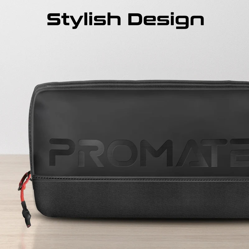 PROMATE Lightweight Tech Essential Organizer Pouch Bag with Multiple Pockets - Black