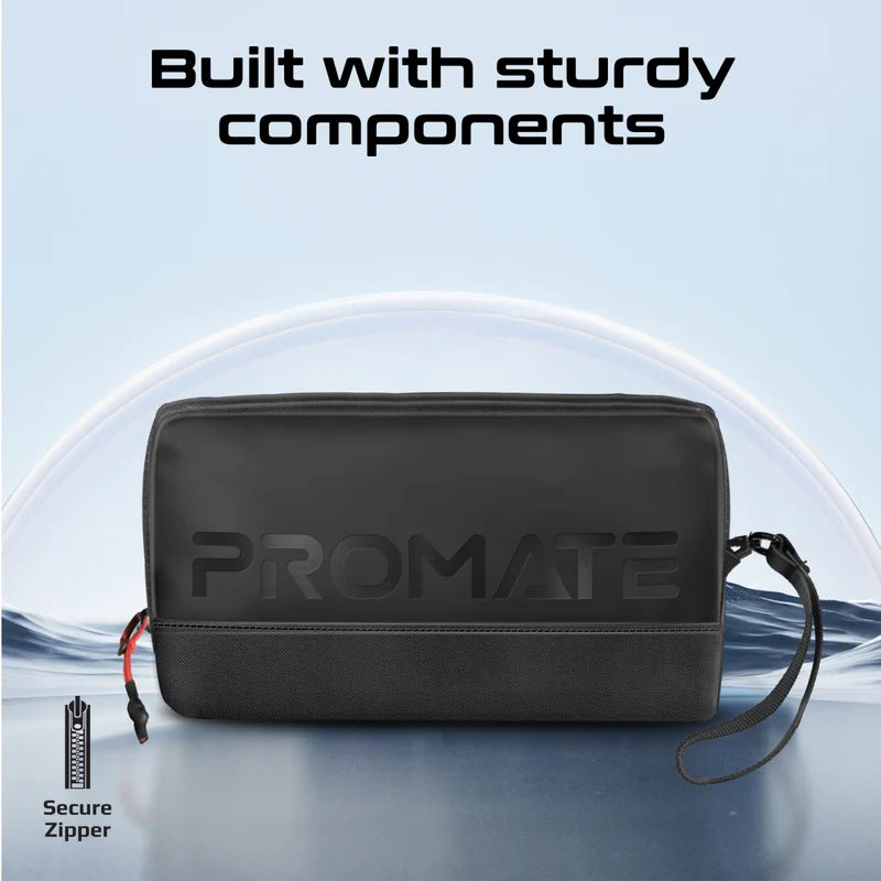 PROMATE Lightweight Tech Essential Organizer Pouch Bag with Multiple Pockets - Black