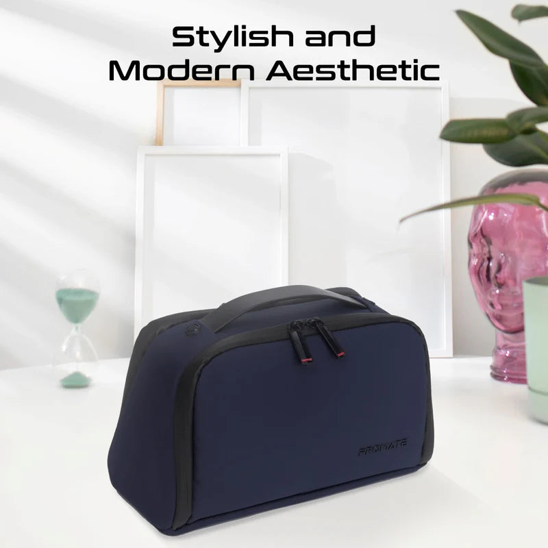 PROMATE Travel Aceesories Organizer with Multiple Compartments & Large Capacity - Blue