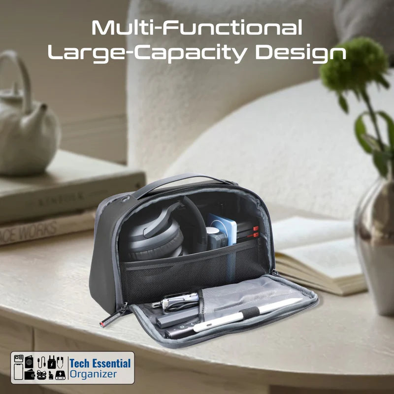 PROMATE Travel Aceesories Organizer with Multiple Compartments & Large Capacity - Black