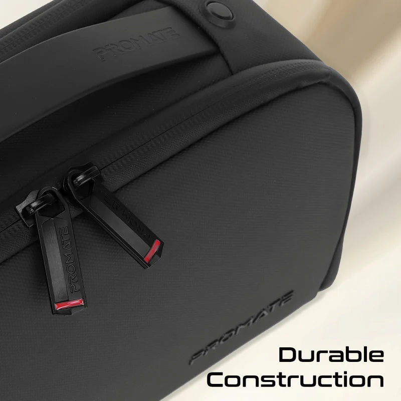 PROMATE Travel Aceesories Organizer with Multiple Compartments & Large Capacity - Black