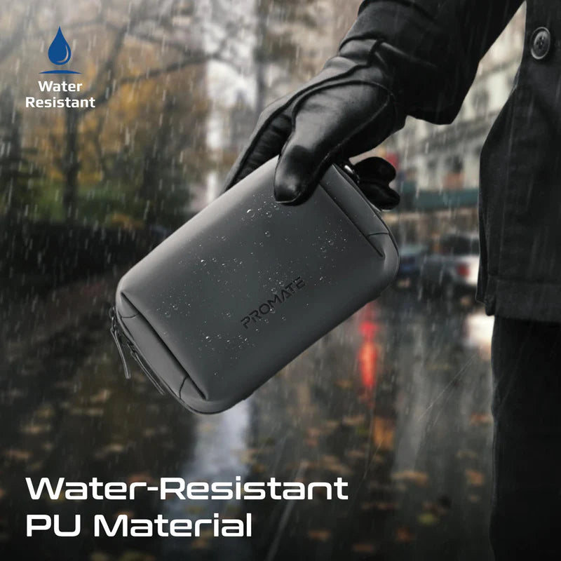 PROMATE Compact Tech Essential Organizer Pouch Bag with Multiple Compartments - Black