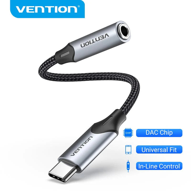 BIHBA | Vention USB-C Male to 3.5MM Earphone Jack with DAC Adapter 0.1M