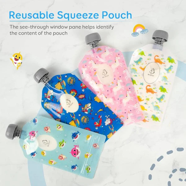 Buzio Reusable Food Pouches for Kids 150ML - 12 Packs