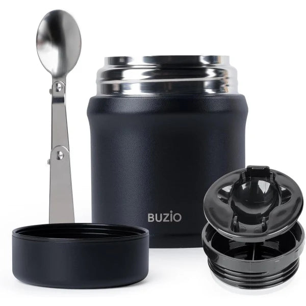 Buzio Kids Stainless Steel Food Container 350ML - Black
