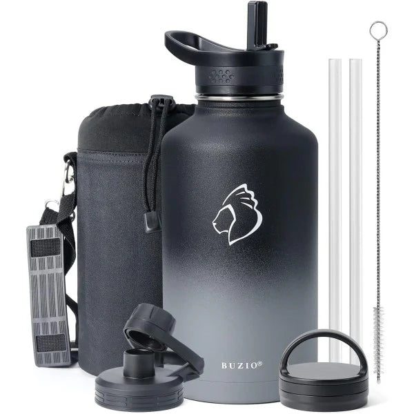 Buzio Trio Series Water Bottle with 3 Lids and Sleev 1.9L - Shadow