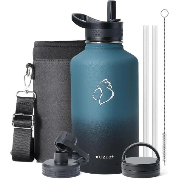Buzio Trio Series Water Bottle with 3 Lids and Sleev 1.9L - Indigo Crush