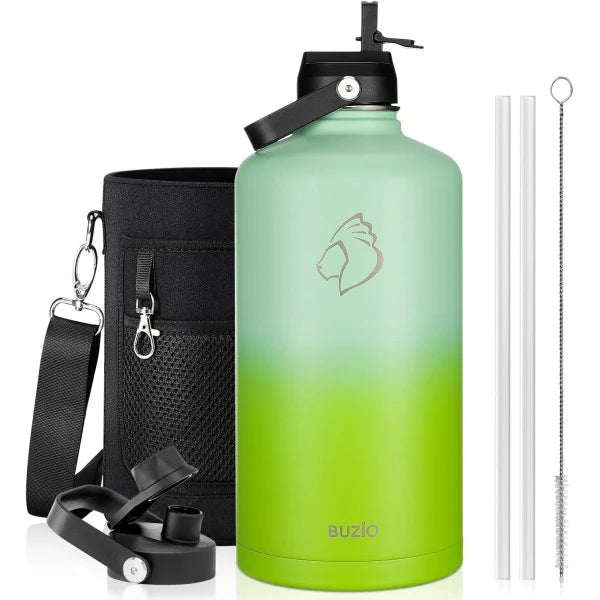 Buzio Duet Series Gallon Bottle with 2 Lids and Sleeve 3.8L - Gradient Green