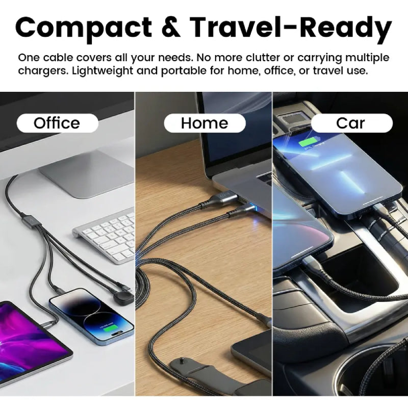 ZLOS Two(C+A) to Four(C+L+Micro+Watch) braided data charging cable