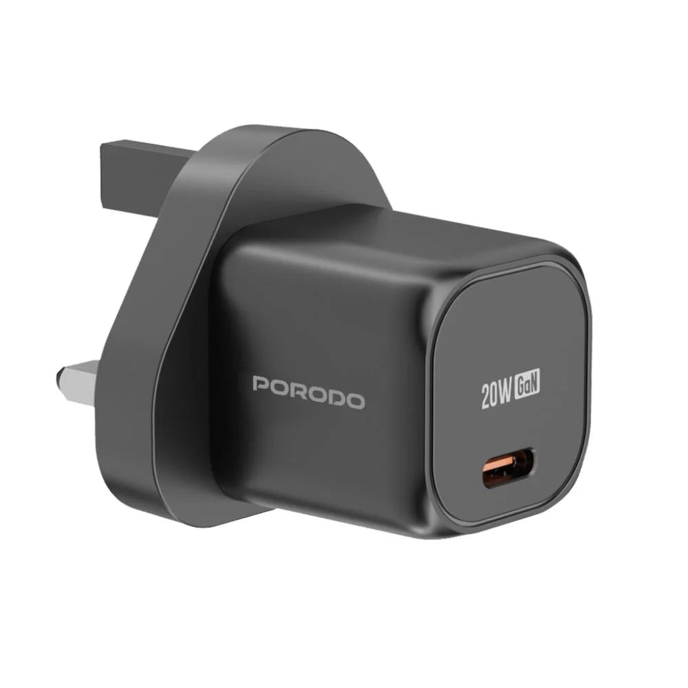 PD-FWCH027-BK | Porodo USB-C Power Delivery GaN Wall Charger UK | Black