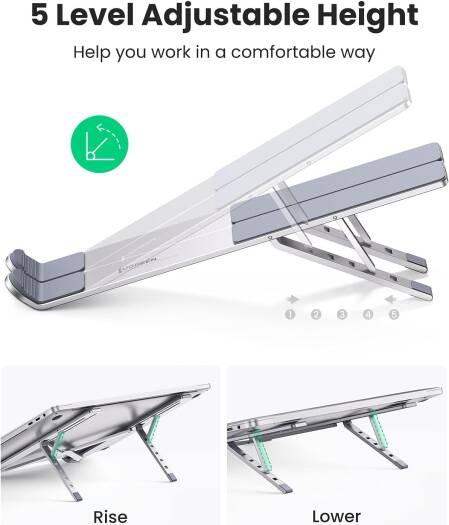 Aluminium Stand For 11 -15.6 Inch Laptop And Tablets With Carrying Pouch - Silver - GulfStore.com