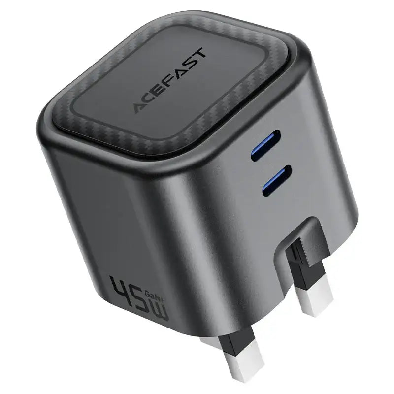AceFast | 18500 | A121 | PD45W Folding Gan (C+C) Charger Metal | Black - GulfStore.com
