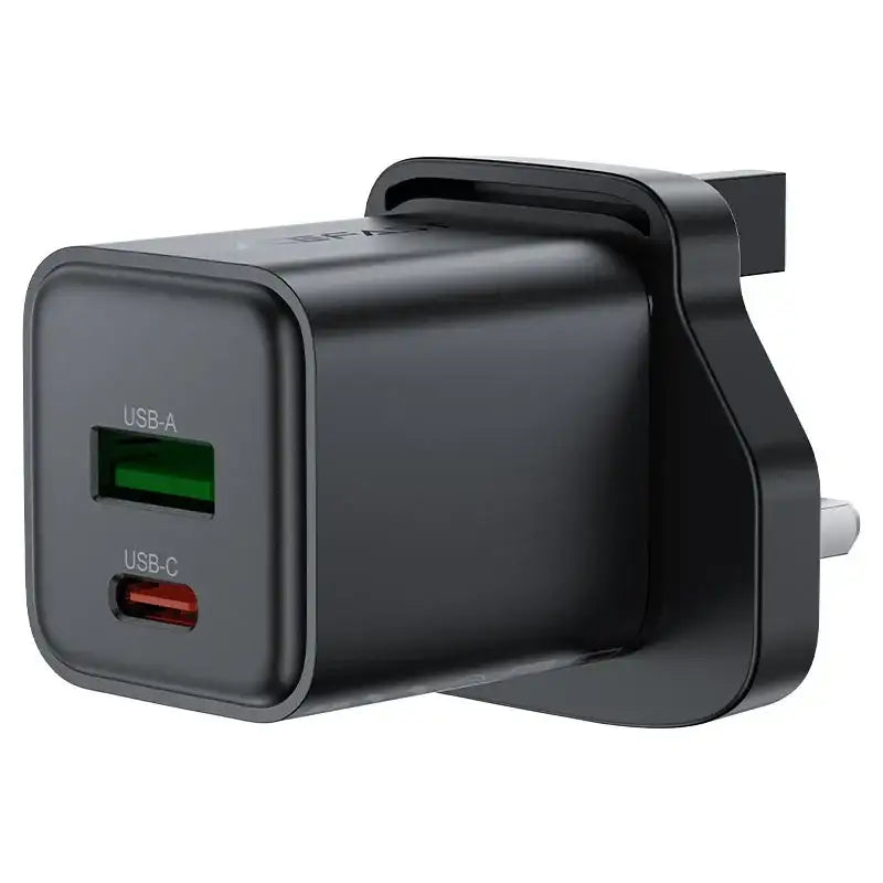 AceFast | 18496 | A127 | PD30W Gan (Usb A+Usb C) Charger | UK | Black - GulfStore.com