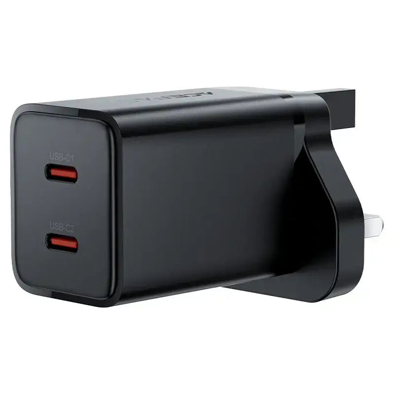 AceFast | 18497 | A128 | PD45W Gan (Usb C+Usb C) Charger | UK | Black - GulfStore.com