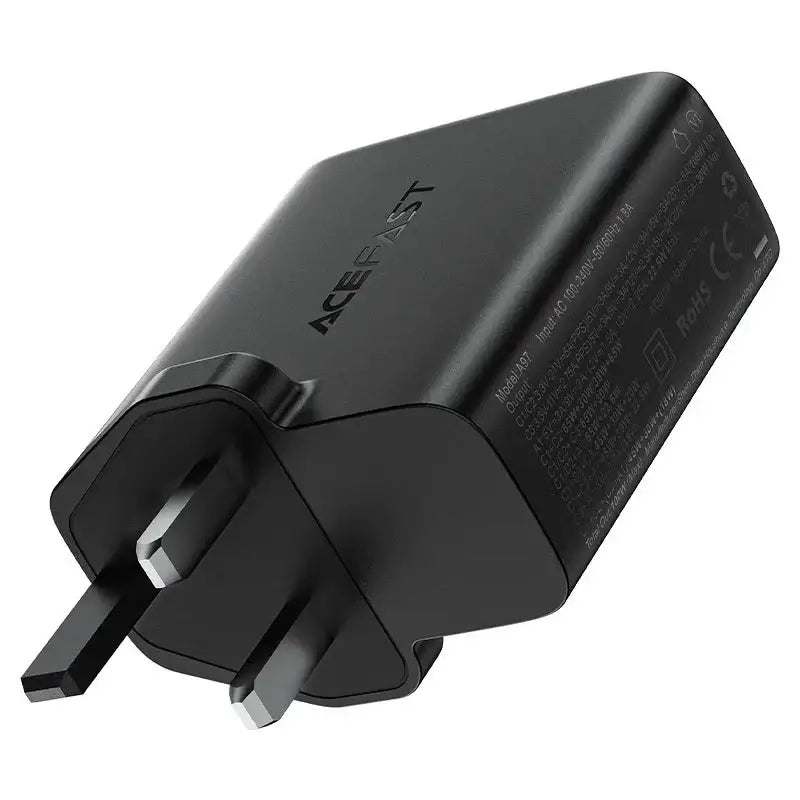 AceFast | 17300 | A97 | PD100W Gan (3*Usb C+Usb A) Charger | UK | Black - GulfStore.com