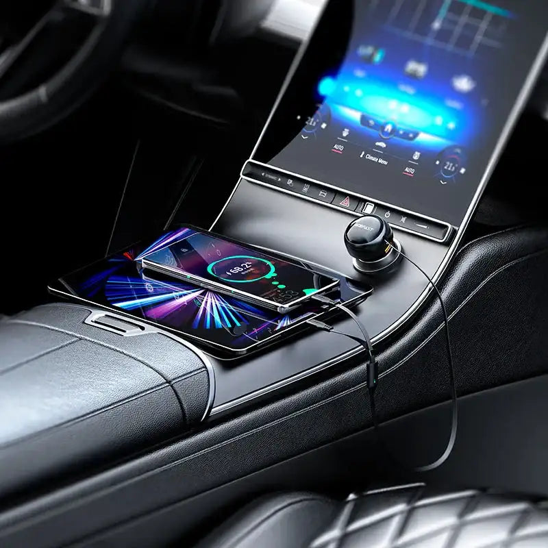 Acefast Car Charger B13, 53W, 2xUSB-C, with retractable cable (black) - GulfStore.com