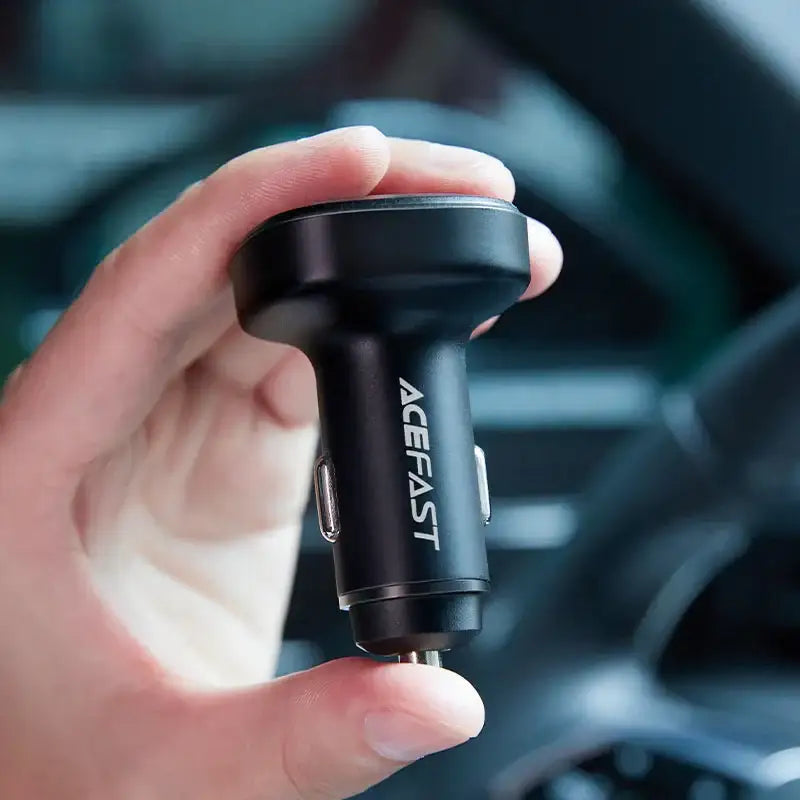 AceFast | 15879 | B9 | 66W(2Usb A+Usb C) Three Port Metal Car Charger | Black - GulfStore.com