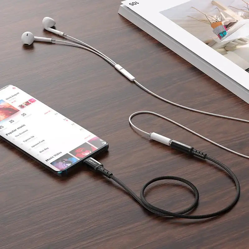 AceFast USB-C to 3.5mm aluminum alloy headphones adapter cable black - GulfStore.com