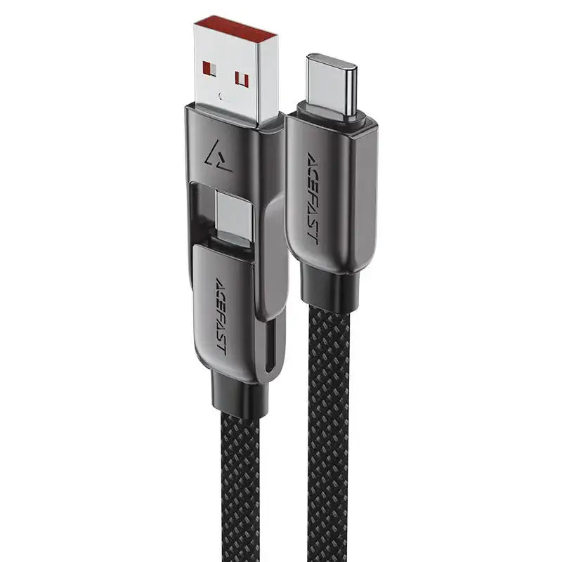 AceFast | 17964 | C13-04 | Usb A/Usb C To Usb C Zinc Alloy Connectors Charging Data Cable | Black - GulfStore.com