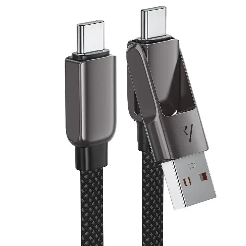 AceFast | 17964 | C13-04 | Usb A/Usb C To Usb C Zinc Alloy Connectors Charging Data Cable | Black - GulfStore.com