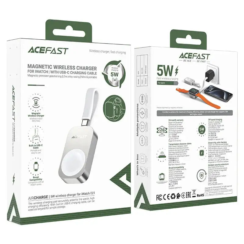 AceFast | 17947 | E21 | 5W Wireless Charger For Iwatch | Silver - GulfStore.com