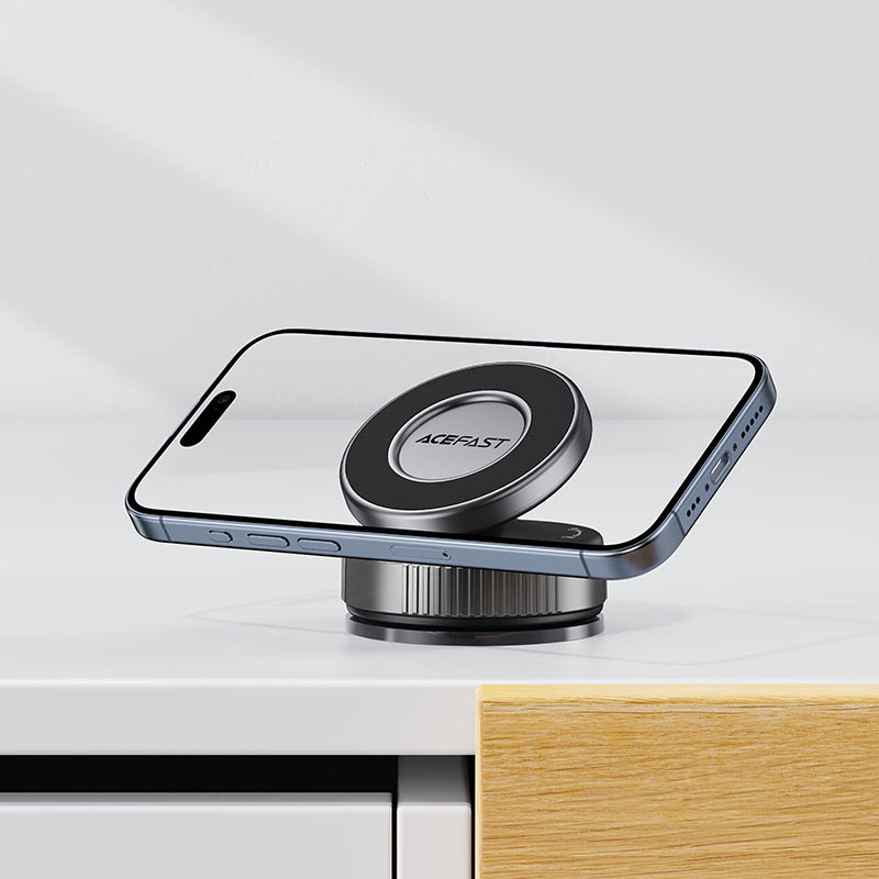 AceFast | 18570 | E27 | Manual Suction Cup Magnetic Phone Holder | Metal Gray