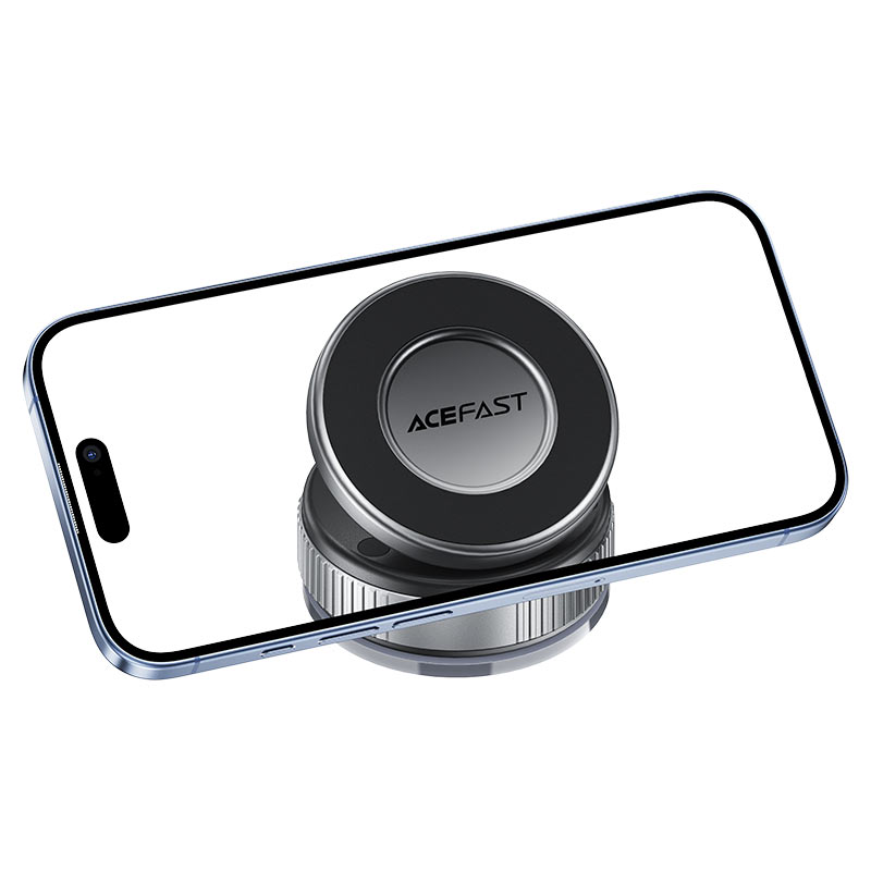 AceFast | 18570 | E27 | Manual Suction Cup Magnetic Phone Holder | Metal Gray