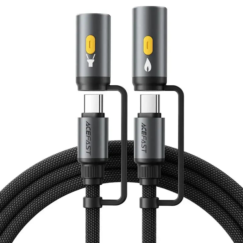 AceFast | 18490 | J4 | Multifunction Charging Data Cable Usb C+ Led Light + Cigarette Lighter | Black - GulfStore.com