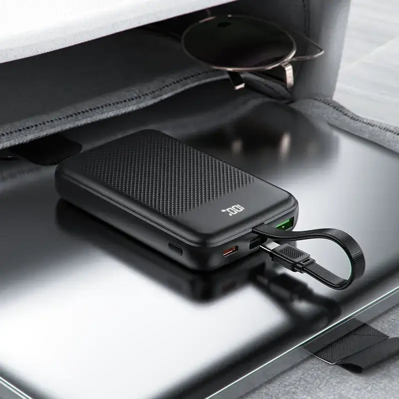 AceFast | 17971 | M13 | 10000 PD22.5W Power Bank With Cable | Black - GulfStore.com