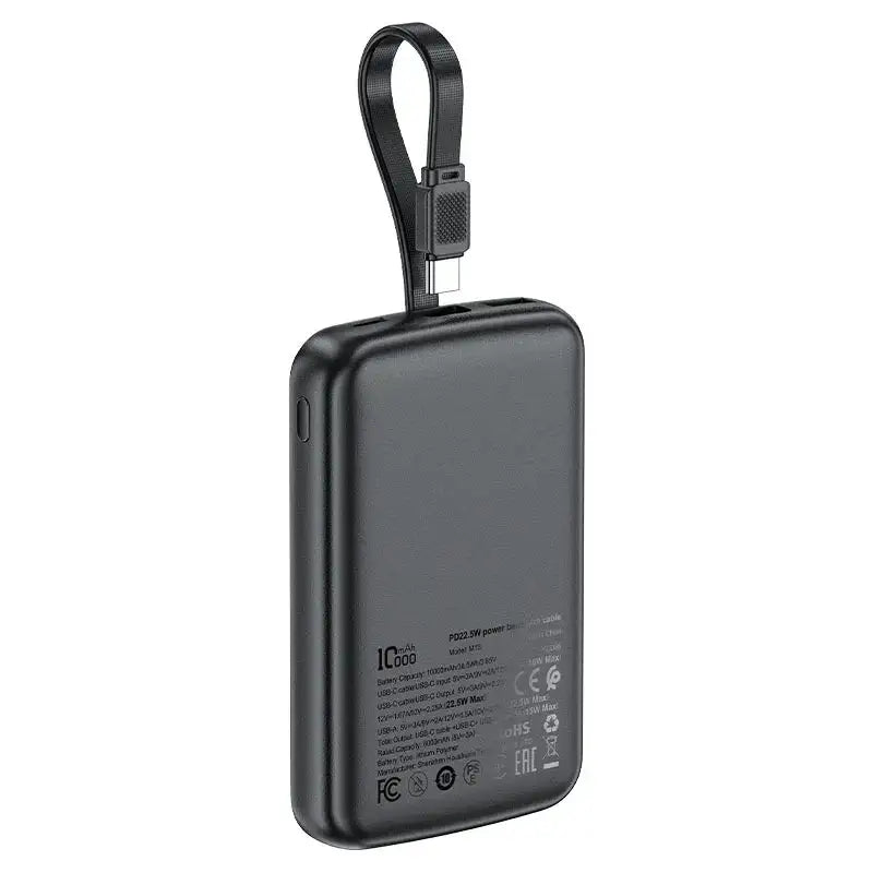 AceFast | 17971 | M13 | 10000 PD22.5W Power Bank With Cable | Black - GulfStore.com
