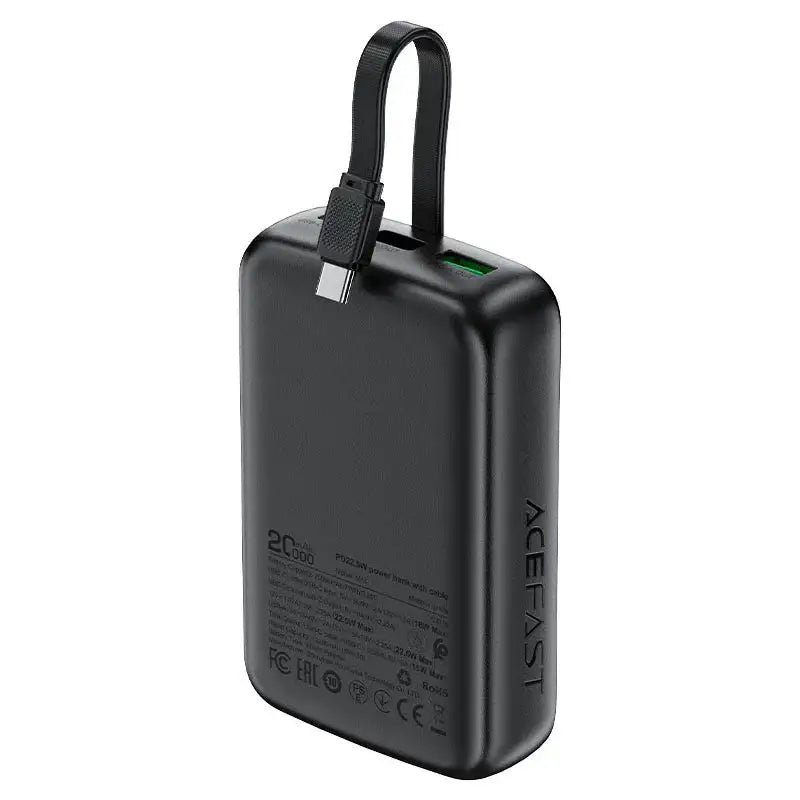 AceFast | 17970 | M14 | 20000 PD22.5W Power Bank With Cable | Black - GulfStore.com