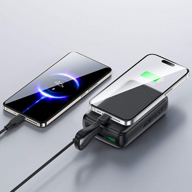 AceFast | 17970 | M14 | 20000 PD22.5W Power Bank With Cable | Black - GulfStore.com