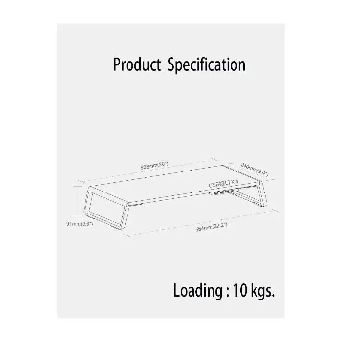 Aluminum Alloy Desk Monitor/notebook/laptop Stand Space Bar Anti-slip Desk Riser With Usb Charging - GulfStore.com