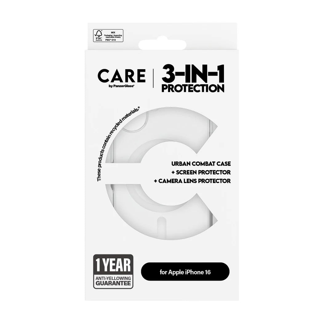 CARE by PanzerGlass 3-in-1 Bundle iPhone 16