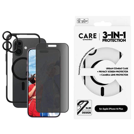 PanzerGlass® | CARE™ by PanzerGlass® 3-in-1 Privacy Bundle iPhone 16 Plus
