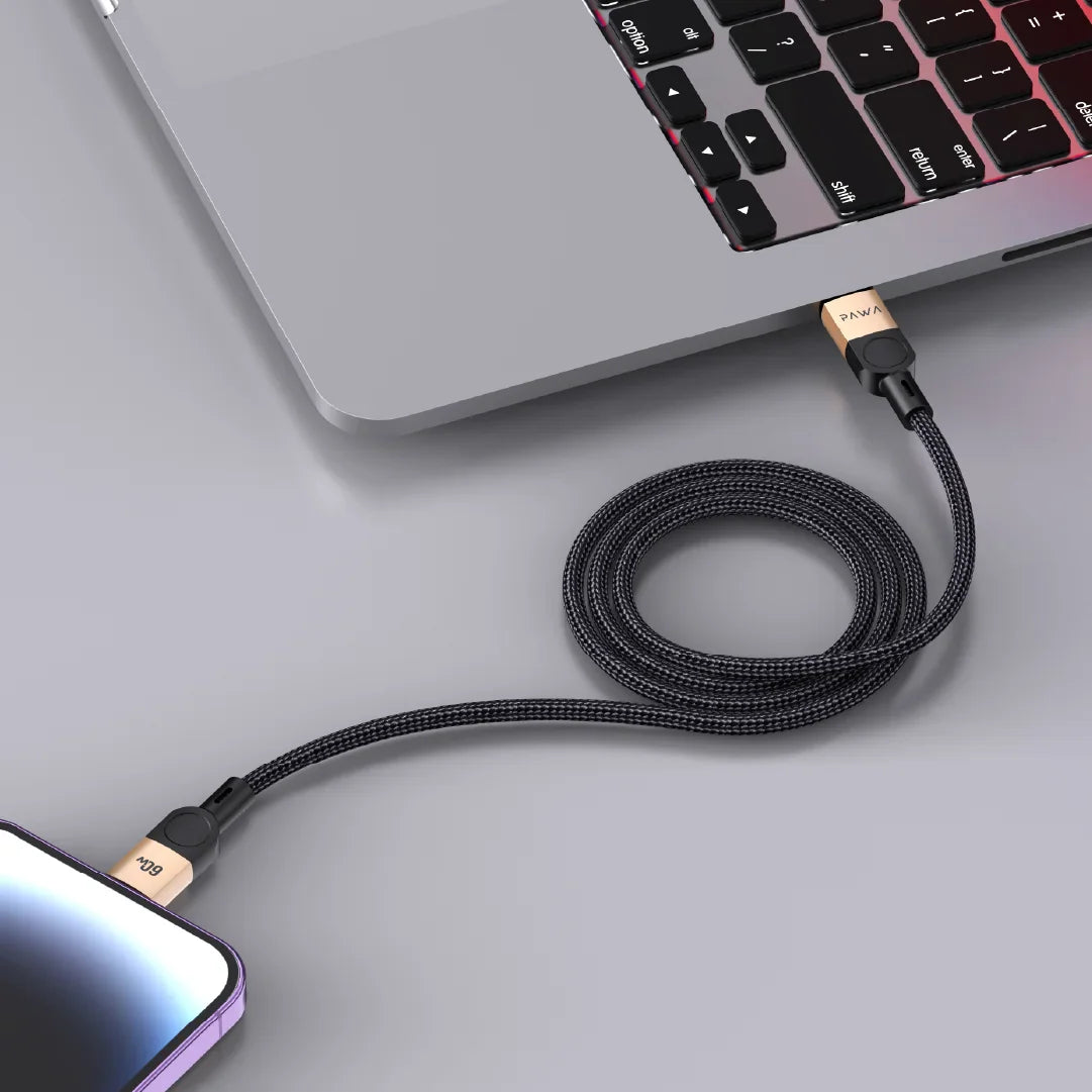 PW-12BDM251-DTBK | PAWA Levin Magnetic Braided Usb-C To Usb-C Cable 1M 60W | Desert Black