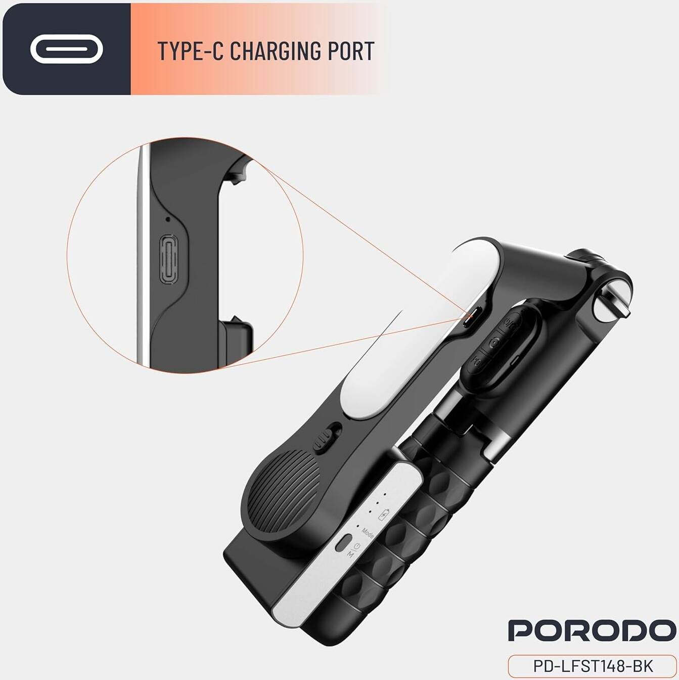 PD-LFST148-BK | Porodo QuadBase Gimbal Stabilizer | Black