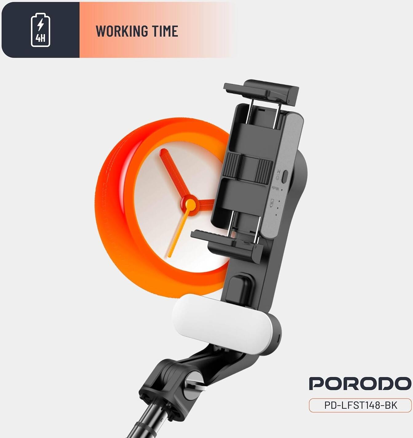 PD-LFST148-BK | Porodo QuadBase Gimbal Stabilizer | Black